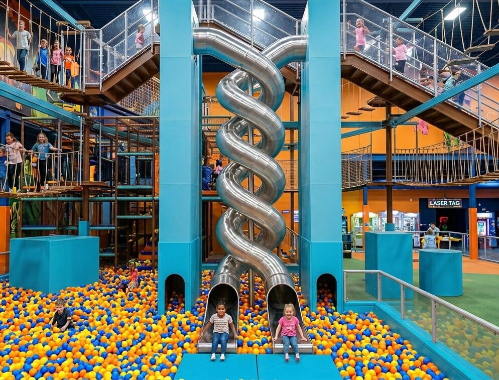 giant custom spiral tunnel slides