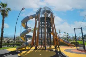 Commercial playground supplier Landrec showcasing Cemer World Cup play unit